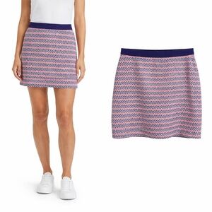 Gap Women Blue Pink Herringbone Chevron A-Line Mini Skirt Size 8R Cotton Lined
